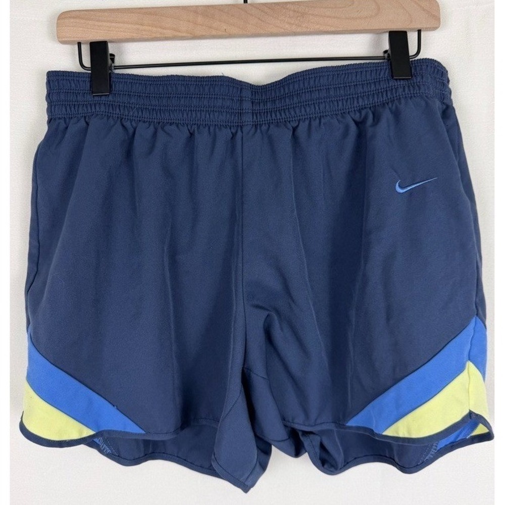 Nike Woven Attack Dri-FIT Running Shorts Blue Neon Yellow Large High Rise‎